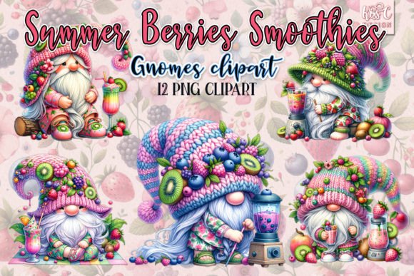 Download Watercolor Summer Berries Smoothie Gnome - Berries Collection