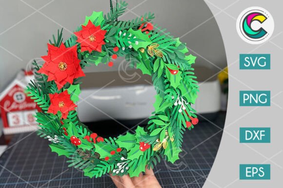 Download Christmas Wreath with Poinsettia SVG - Poinsettia svg Collection